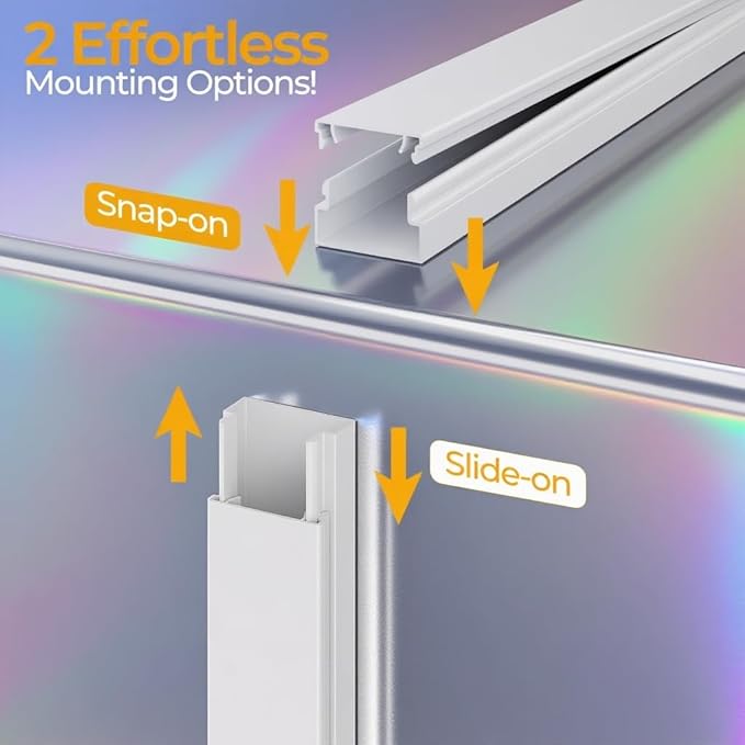 113.4in Cord Hider Kit, Cord Covers for 2-4 Wires on Wall, Self-Adhesive Cable Hider Wire Covers for Cords on Wall, Paintable Cord Hider for Walls Mount Tv, Cable Cover Raceway, W0.95 H0.55in, White