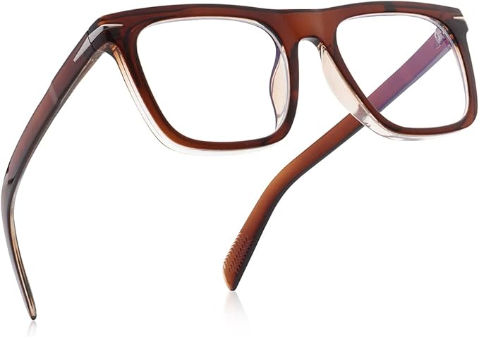 NIDOVIX Trendy Square Blue Light Blocking Glasses for Men Women, Fashion Frame Non-prescription Computer Glasses (Brown)