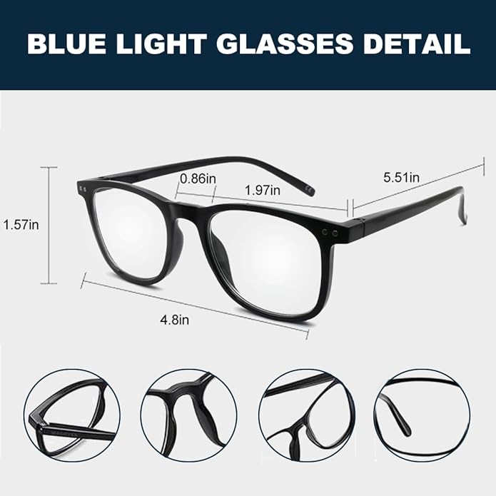 AOSM Blue Light Glasses for Men & Women,Gaming glasses Anti-Glare UV400 Protection,Blue Light Blocking to Relieve Eye Strain