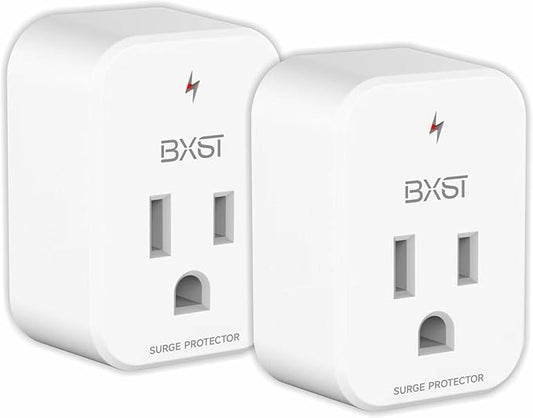 BXST Single Outlet Surge Protector, Refrigerator Surge Protector Wall Socket,Ground Protected Light Indicator for TV, Air Conditioner, Washing Machine and Home Appliances,15A 1800W, 2 Pack