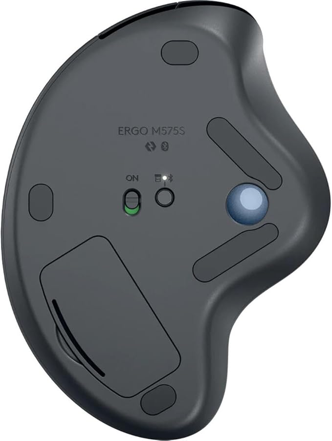 Logitech Ergo M575S Wireless Ergonomic Trackball Mouse, Black/Blue (910-007026)