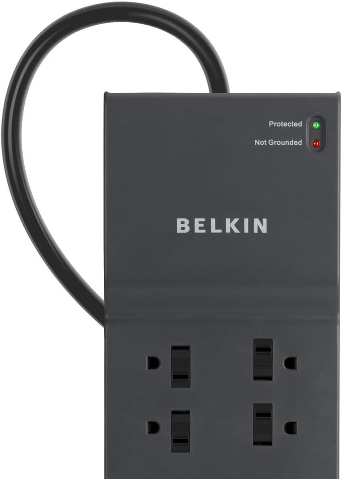 Belkin Surge Protector Power Strip, 8 AC Multiple Plug Outlet w/ 12ft Heavy-Duty Extension Cord, UL-listed Outlet Extender w/ Flat Plug for Home, Office, Computer Charging - 3,550 Joules of Protection