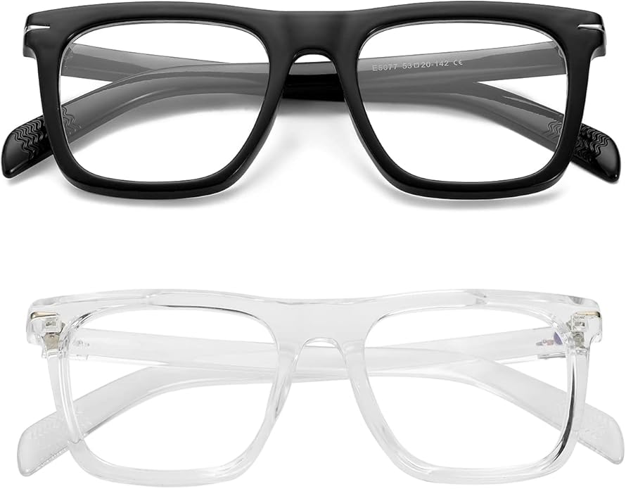 Gleyemor Blue Light Glasses for Men Women Trendy Square Frame Blue Light Blocking Lens Computer Glasses