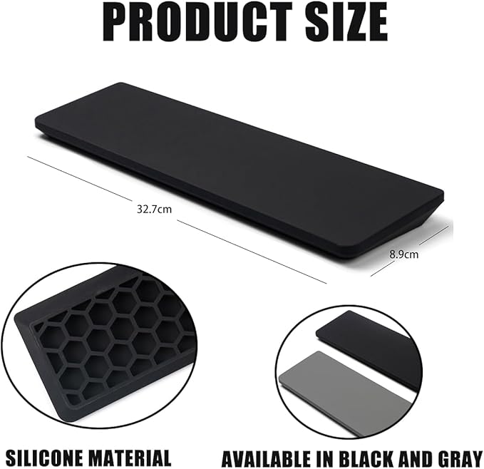 Ergonomic 70% Keyboard Wrist Rest-12.8" Silicone Non-Slip Keyboard Hand Rest, Relief of Hand Pain(Black)