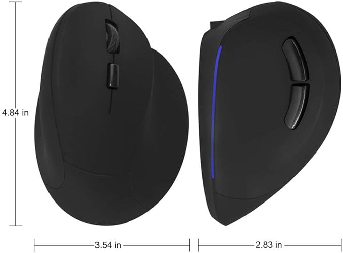 Wireless Ergonomic Mouse for Large Hands, 2.4G Optical Wireless Vertical Mouse with Adjustable DPI 1000/1200/1600, 5 Buttons for Laptop Desktop PC MacBook - Black