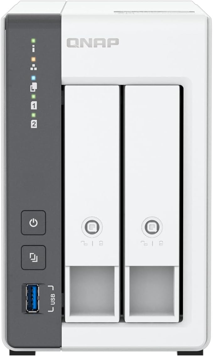 QNAP TS-216G-US - The Most Affordable 2-Bay 2.5GbE Desktop NAS, Equipped with ARM Cortex-A55 Quad-Core CPU, Built-in NPU and 4GB DDR4 RAM (Diskless)