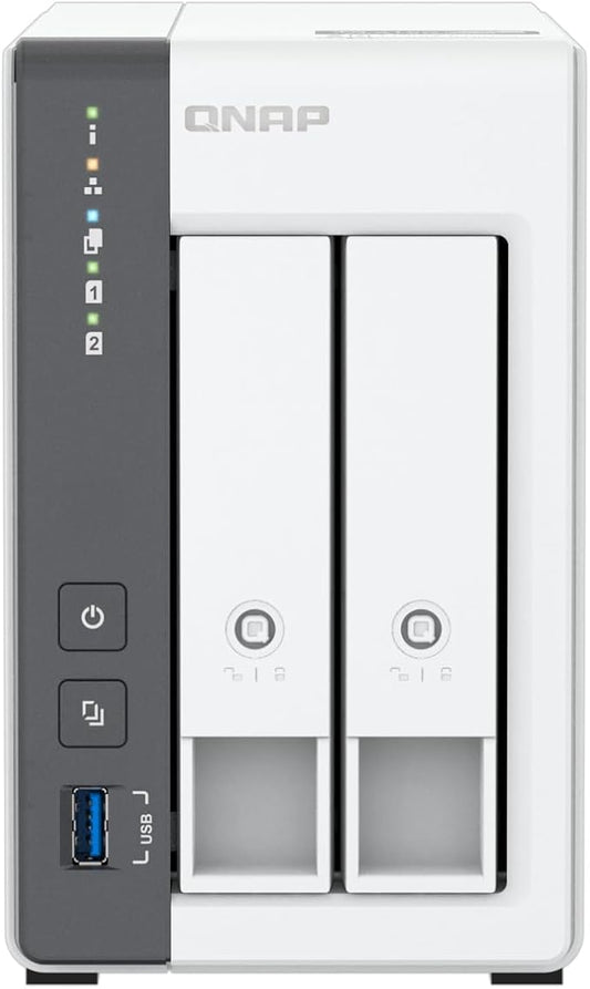 QNAP TS-216G-US - The Most Affordable 2-Bay 2.5GbE Desktop NAS, Equipped with ARM Cortex-A55 Quad-Core CPU, Built-in NPU and 4GB DDR4 RAM (Diskless)