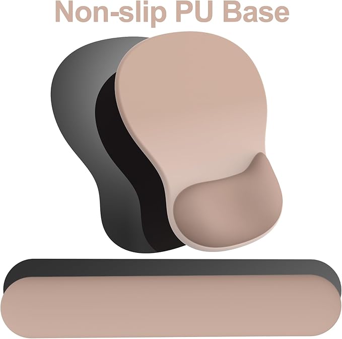 Ergonomic Mouse Pad with Wrist Rest and Keyboard Wrist Rest, Gel Mousepad and Wrist Rest for Computer Keyboard, Pain Relief, Non-Slip PU Base, Mouse Pad with Wrist Support for Gaming, Office, Brown
