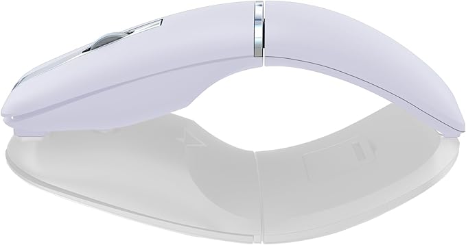 ACOZYKITTEN Arc Bluetooth Mouse, Ultra-Slim Rechargeable Rotating Wireless Curved Mice, Dual Mode (BT5.0/3.0+2.4G), Portable Travel Mouse for Laptop, PC, Mac, iPad, Tablet, Chromebook - Lilac Purple