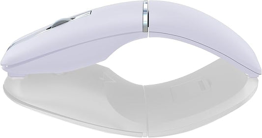 ACOZYKITTEN Arc Bluetooth Mouse, Ultra-Slim Rechargeable Rotating Wireless Curved Mice, Dual Mode (BT5.0/3.0+2.4G), Portable Travel Mouse for Laptop, PC, Mac, iPad, Tablet, Chromebook - Lilac Purple