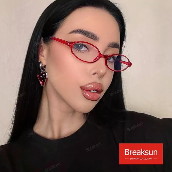 Retro Small Oval Glasses for Women Men 90s Small Face Blue Light Eyeglasses Cosplay Y2K Fake Glasses