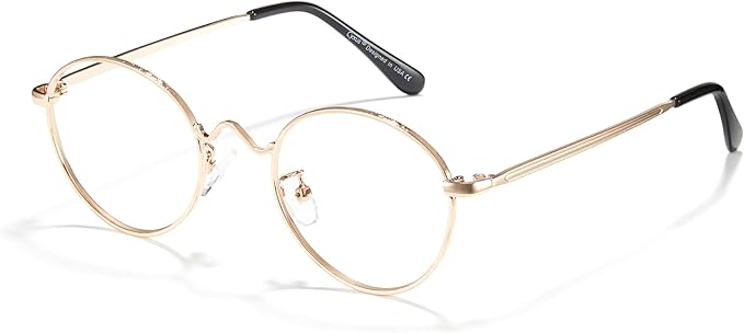 Cyxus Blue Light Glasses for Men and Women, Round Metal Frame Computer Eyeglasses for Office, Gaming, Reading 8090