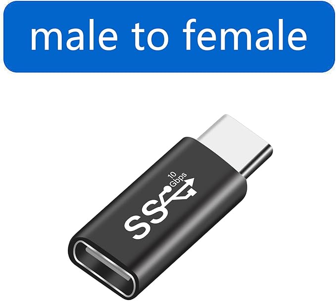 3in1 Pack USB 3.1 C Extension Coupler Adapter: USB C Male to Female, Compatible with MacBook, Nintendo Switch, Thunderbolt3 and More, Black