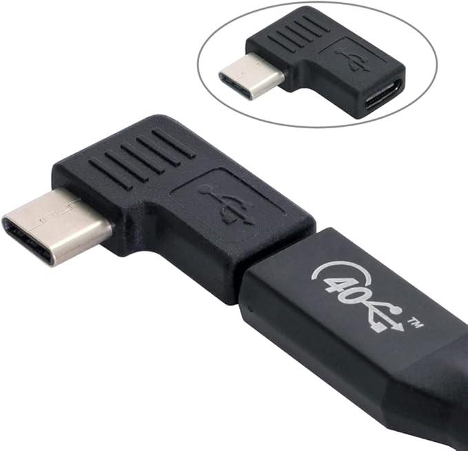 NFHK 90 Degree Right & Left Angled USB 3.1 Type-C Male to Female Extension Adapter for Laptop & Tablet & Mobile Phone