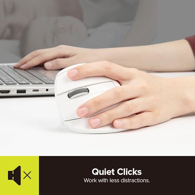 DELUX Left Handed Ergonomic Mouse, Mini Wireless Vertical Mouse, Silent Click Ergonomic Mouse, Up to 4000 DPI, 6 Buttons, Rechargeable, Bluetooth/2.4G/ Wired, Tri-Mode for Laptop/PC (M618ZD-White)