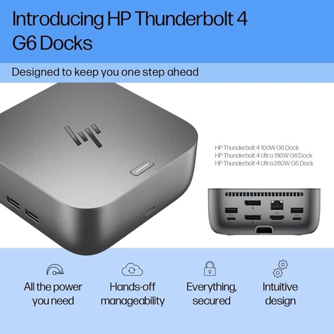 HP 180W G6 Thunderbolt 4 Ultra Dock Port Replicator Bundle w/DKZ Hub (Universal Thunderbolt/USB-C Docking Station, Single Cable for Charging, Data Transfers to Any Brand Laptop) 9X481UT#ABA (10-Pack)