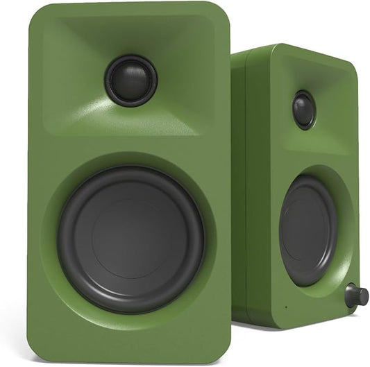 Kanto ORAMN 100W Powered Reference Desktop Computer Speakers with Bluetooth 5.0 and USB-C Input | Bi-Amplified | 100 Hz Automatic Crossover | Reference Quality Sound | Pair | Moss (Renewed)