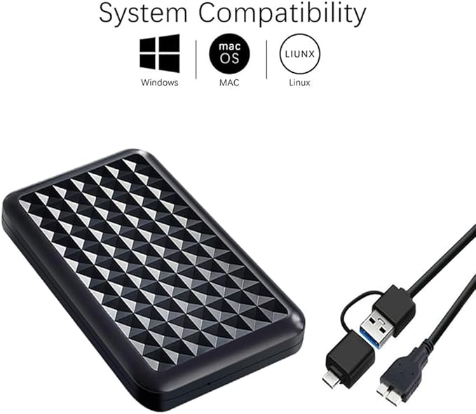Ultra Slim Portable External Hard Drive 2.5'' USB 3.0 HDD Storage for PC, Mac, Laptop, PS4, PS5, Xbox one (750GB)