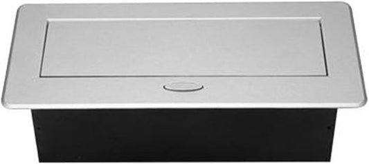 Multi-Function Desktop Information Box Embedded B Port Socket Computer Network Hole Pop-Up Universal Three Hole Desktop Socket,Silver