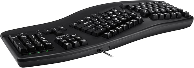Adesso EasyTouch 150 Ergonomic Wired Mechanical Keyboard with Cherry MX Brown Switches, Integrated Palm Rest, Dedicated Copilot AI Hotkey, Full-Sized Layout with Numeric Pad for Comfortable Typing
