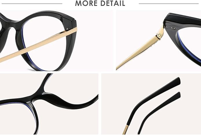 LJCZKA Blue Light Blocking Glasses Women Anti Eye satrain Computer Cat eye Eyeglasses Cateye Clear Frame