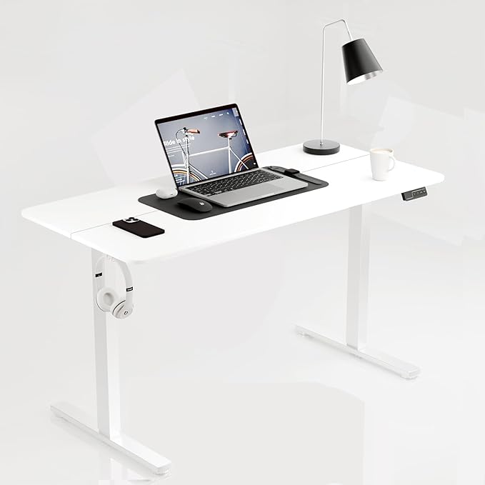 ERGOMAKER 43" Electric Standing Desk, Adjustable Height, Sit Stand Up Desk for Home Office & Computer Workstations, Memory Controller, White