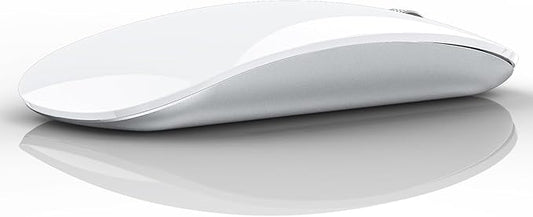 TENMOS M18 Bluetooth Mouse, USB C Rechargeable Wireless Mouse, Triple Mode (Dual Bluetooth+USB) Computer Silent Mice Portable with USB Receiver and Type C Adapter for Laptop/MacBook/iPad/PC - White