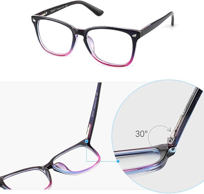 Cyxus Blue Light Glasses Men Women Reduce Eye Strain UV Blocking for Office Work Computer Screen 8082