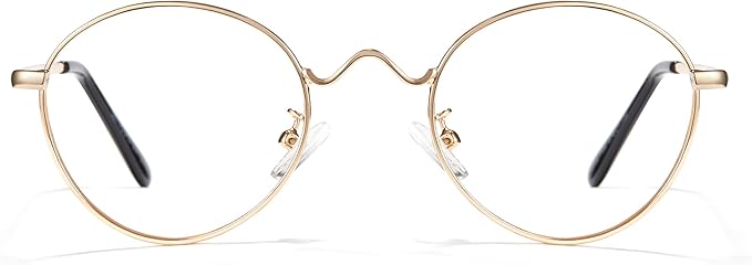 Cyxus Blue Light Glasses for Men and Women, Round Metal Frame Computer Eyeglasses for Office, Gaming, Reading 8090