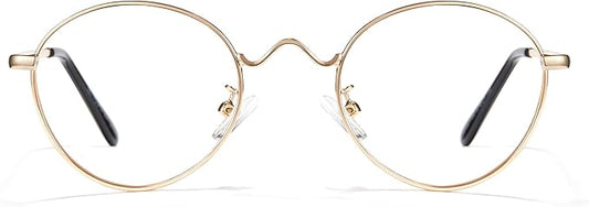 Cyxus Blue Light Glasses for Men and Women, Round Metal Frame Computer Eyeglasses for Office, Gaming, Reading 8090