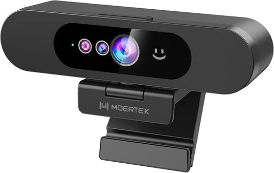 Window Hello Webcam, 1080P 30fps Camera with Noise-reducing Mic, Plug & Play, 90° Wide Angle, Built-in Privacy Cover, 360° Rotation & 90° Tilt, Perfect for Zoom, Google Meet, Microsoft Teams