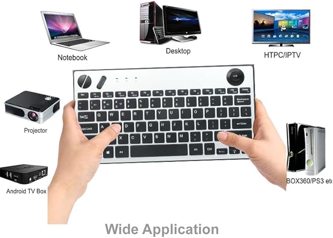 JOMAA 78 Keys Dual Mode Wireless Trackball Keyboard, Bluetooth 5.0 & 2.4G Wireless Keyboard with 19mm Trackball for Windows Mac iOS Android Computer Tablet Desktop