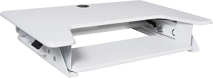 Kantek Standing Desk Converter, Adjustable Upto 20", Extra Wide Platform, Fits Dual Monitors, Sit to Stand Home Office Workstation, Grommet Hole, EZ Lift, White