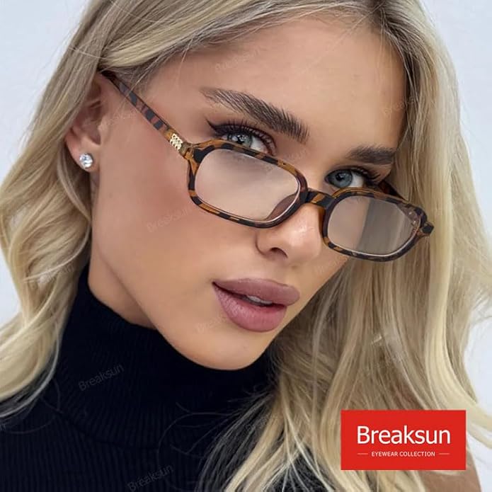 Retro Rectangle Glasses for Women Men Small Square Blue Light Blocking Glasses Vintage Eyeglasses