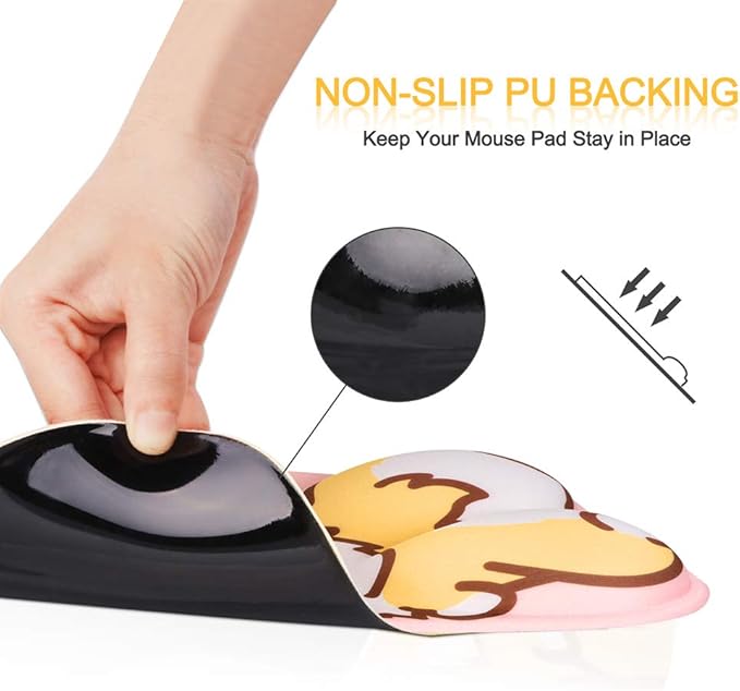 HAOCOO Ergonomic Pink Mouse Pad with Wrist Support,Non-Slip Backing Corgi Anime Cute Gel Mouse Pad Wrist Rest, Easy-Typing and Pain Relief for Gaming Office Computer Laptop(Pink Cute Corgi)