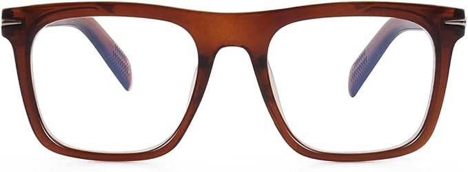 NIDOVIX Trendy Square Blue Light Blocking Glasses for Men Women, Fashion Frame Non-prescription Computer Glasses (Brown)
