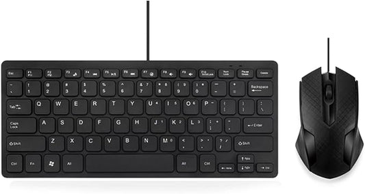 MCSaite Wired Mini Keyboard and Mouse Combo - with Keyboard Cover USB 60% Keyboard for Windows, PC, Laptop