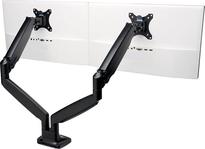 Kensington SmartFit One‑Touch Height Adjustable Dual Monitor Arm – Ergonomic Gas‑Spring Articulating Arm, Supports 13–34″ Monitors Cable Management, C‑Clamp/Grommet Mount – Black (K59601WW)