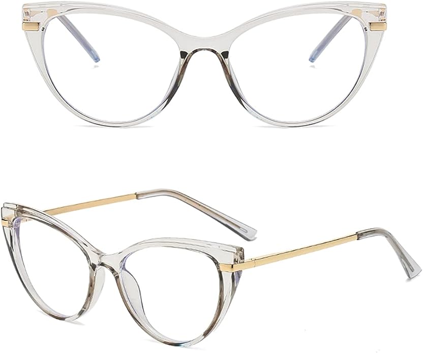 LJCZKA Blue Light Blocking Glasses Women Anti Eye satrain Computer Cat eye Eyeglasses Cateye Clear Frame