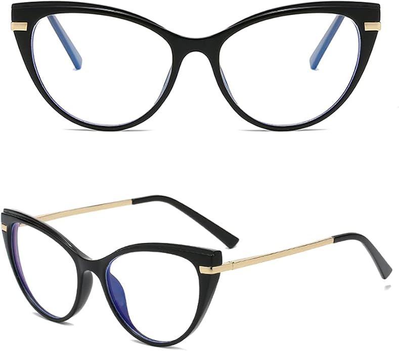 LJCZKA Blue Light Blocking Glasses Women Anti Eye satrain Computer Cat eye Eyeglasses Cateye Clear Frame