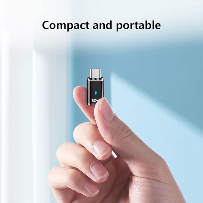 USB C Magnetic Adapter Straight 3 Pack, 120W USB Type C Connector 5Pin with USB2.0 480Mbps Data Transfer, Compatible for MacBook Pro/Air iPad Pro and More USB C Devices, Black