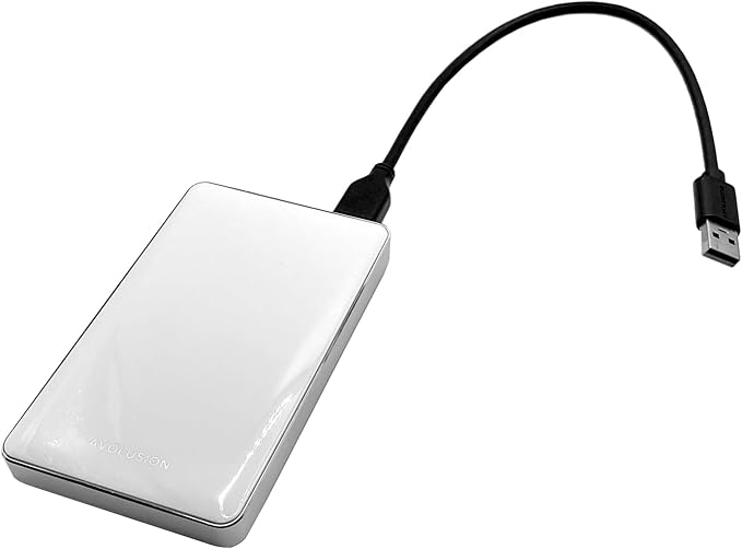 Avolusion T1 Series 1TB USB 3.0 Portable External Hard Drive for PC, Mac, PlayStation & Xbox (White) - 2 Year Warranty