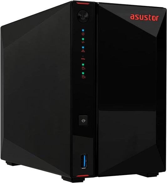 Asustor AS5402T, 2 Bay NAS, Intel Quad-Core 2.0GHz CPU, 4X M.2 NVMe SSD Slots, 2x2.5GbE Ports, 4GB DDR4 RAM, Cloud Storage for Gaming and Live Stream, Network Attached Storage(Diskless)
