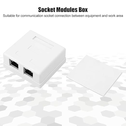 Double Port Desktop Network Module Box Shielded Cat 6 RJ45 8P8C Integrated Housing for Category 5 and Category 6 Multimedia Components Polycarbonate Shell Phosphor Bronze Contacts