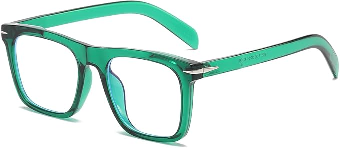 NIDOVIX Trendy Square Blue Light Blocking Glasses for Men Women, Fashion Frame Non-prescription Computer Glasses (Green)
