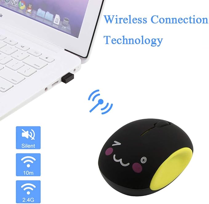 3C Light 2.4GHz Wireless Cute Small Silent Portable Mini Rechargeable Optical Mice - 3 Button Cordless Mouse for Laptop, Desktop, PC & Notebook (Yellow)