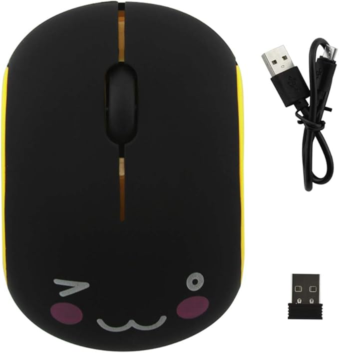 3C Light 2.4GHz Wireless Cute Small Silent Portable Mini Rechargeable Optical Mice - 3 Button Cordless Mouse for Laptop, Desktop, PC & Notebook (Yellow)