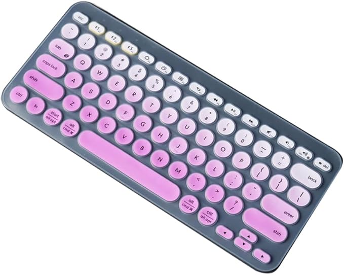Silicone Keyboard Skin Cover Protector Compatible for Logitech K380 Multi-Device Bluetooth Keyboard, Logitech Pebble Keys 2 K380s Multi-Device Bluetooth Wireless Keyboard (Ombre Purple)