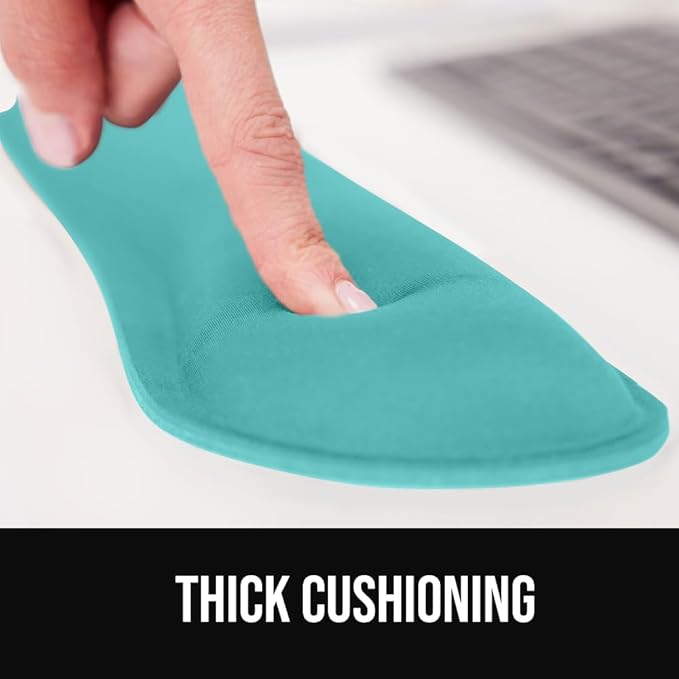 GORILLA GRIP Silky Gel Memory Foam Wrist Rest for Computer Keyboard, Mouse, Ergonomic Design for Typing Pain Relief, Desk Pads Support Hand, Arm, Mousepad Rests, Stain Resistant, 2 Piece Pad Turquoise