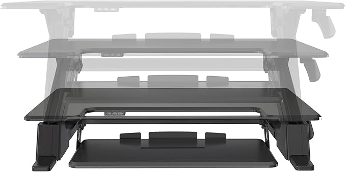 Realspace® P20 Standing Desk Converter With USB And Keyboard Tray, 19-3/10"H x 35-2/5"W x 23-1/5"D, Black